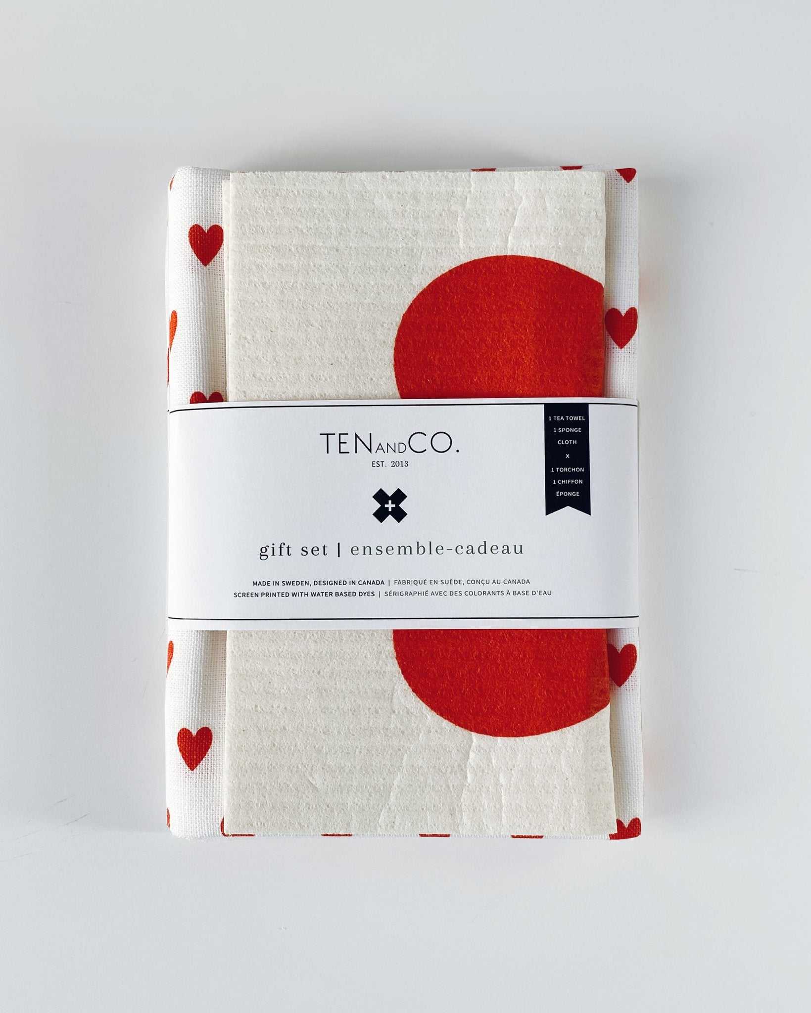 Lots of Love Bright Red - Sponge Cloth & Tea Towel Gift Set