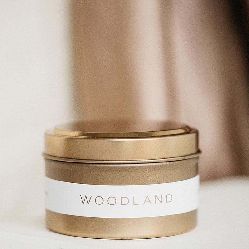 6oz Gold Travel Tin - Woodland Candle