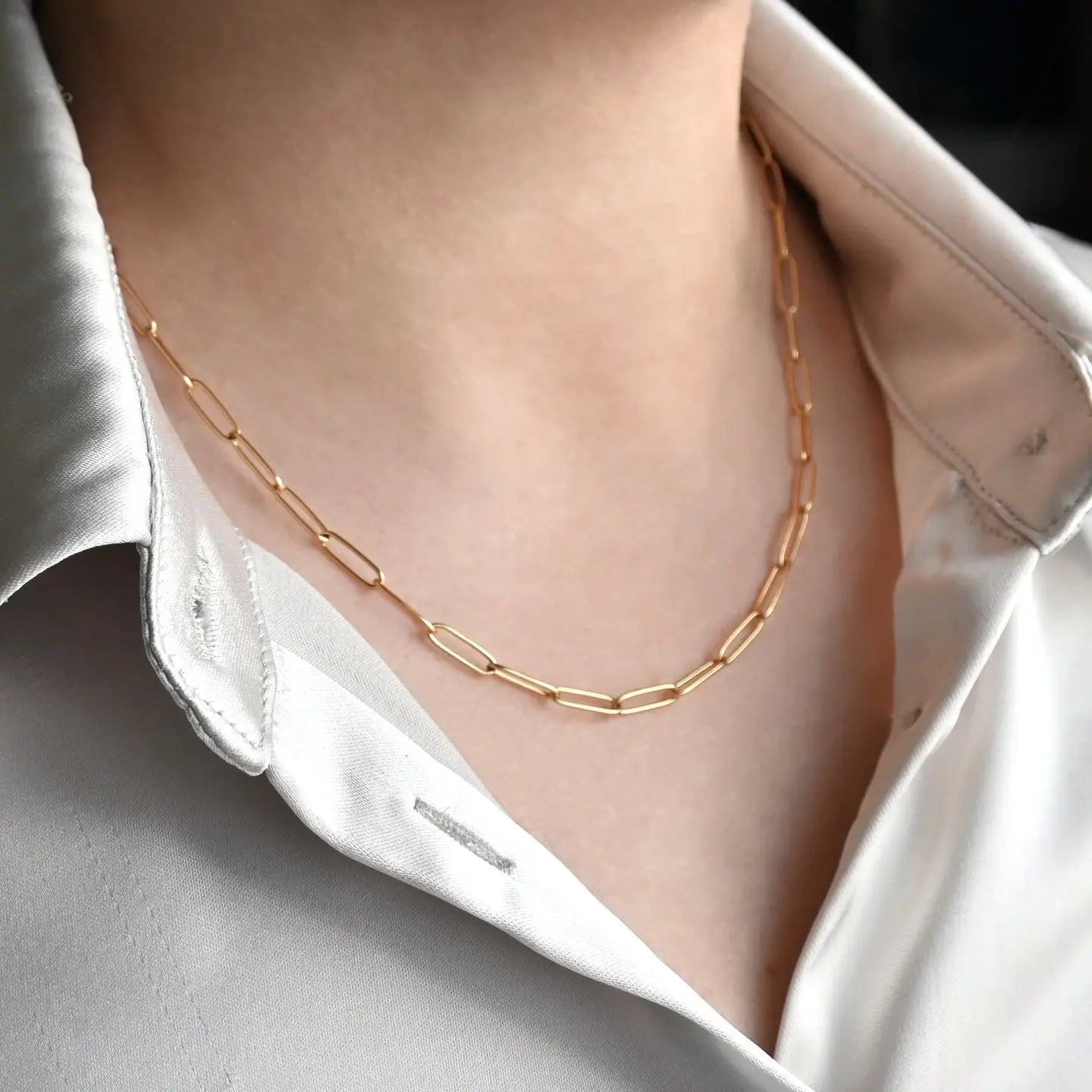 Paperclip Chain Necklace - Dainty Link Chain Necklace