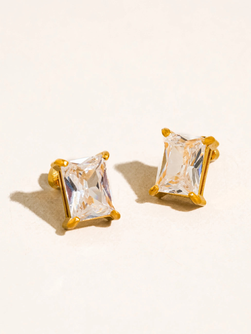 Emerald Cz Flat Back Earrings