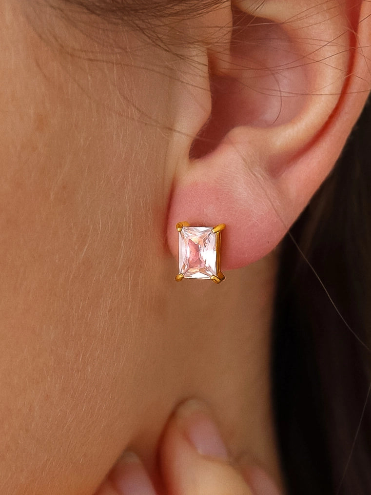 Emerald Cz Flat Back Earrings