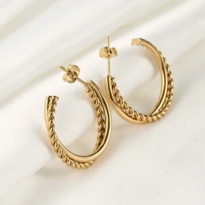 Gold Twisted Entwined Hoops