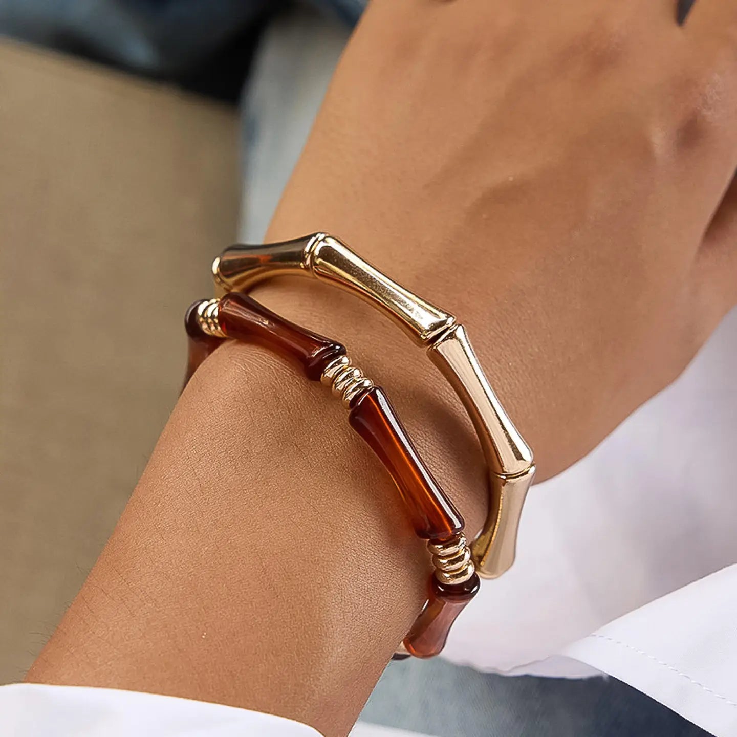 Bamboo Resin Bangle Set