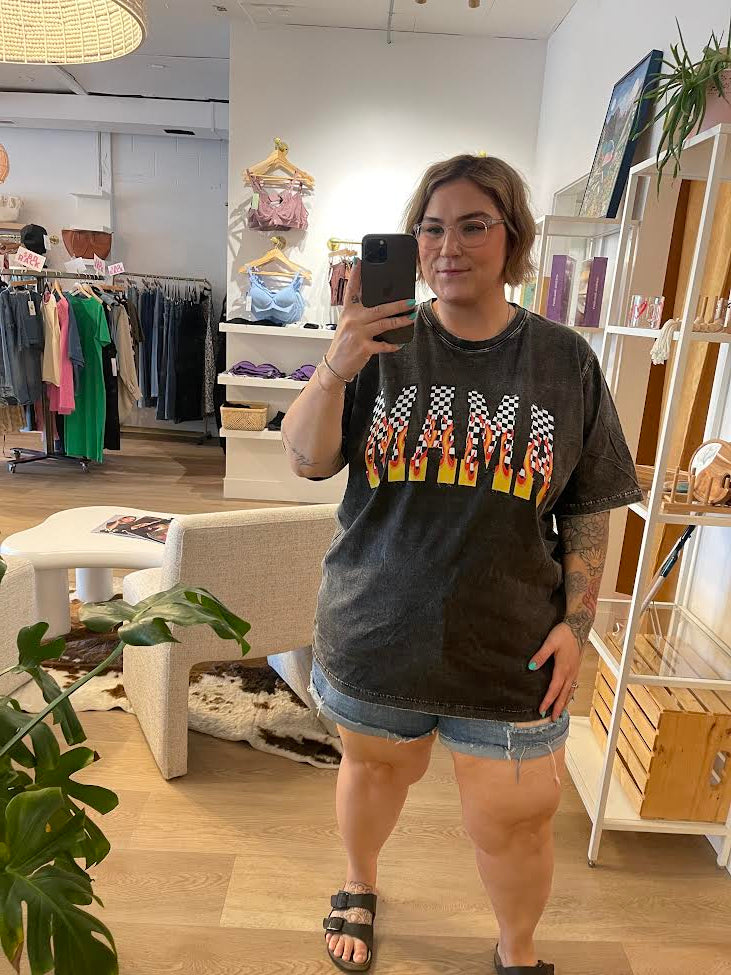 MAMA Checkered Flame T-Shirt