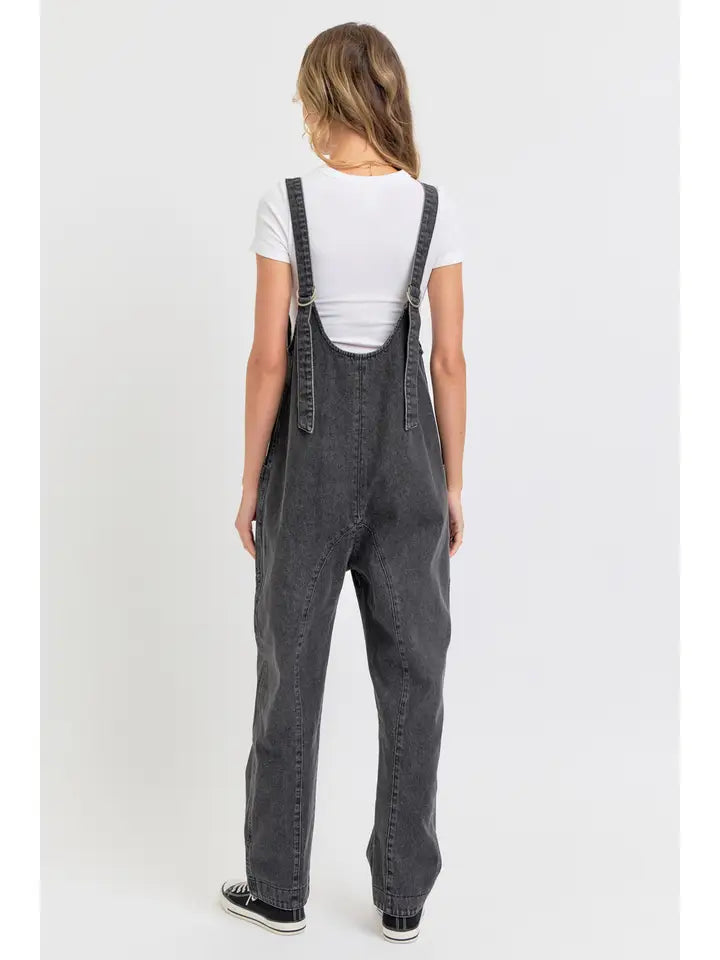 One-And-Done Denim Jumpsuit | Washed Black Demin