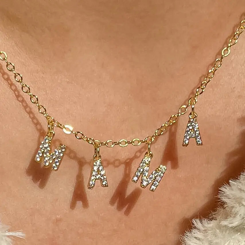 Cz Mama Letter Necklace
