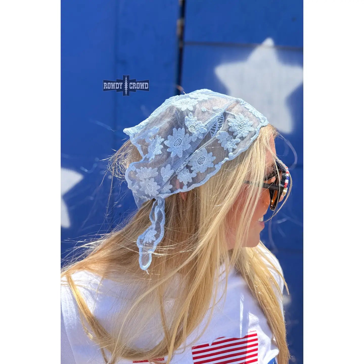 Dolled Up Lace Wild Rags - BLUE (36" Long)