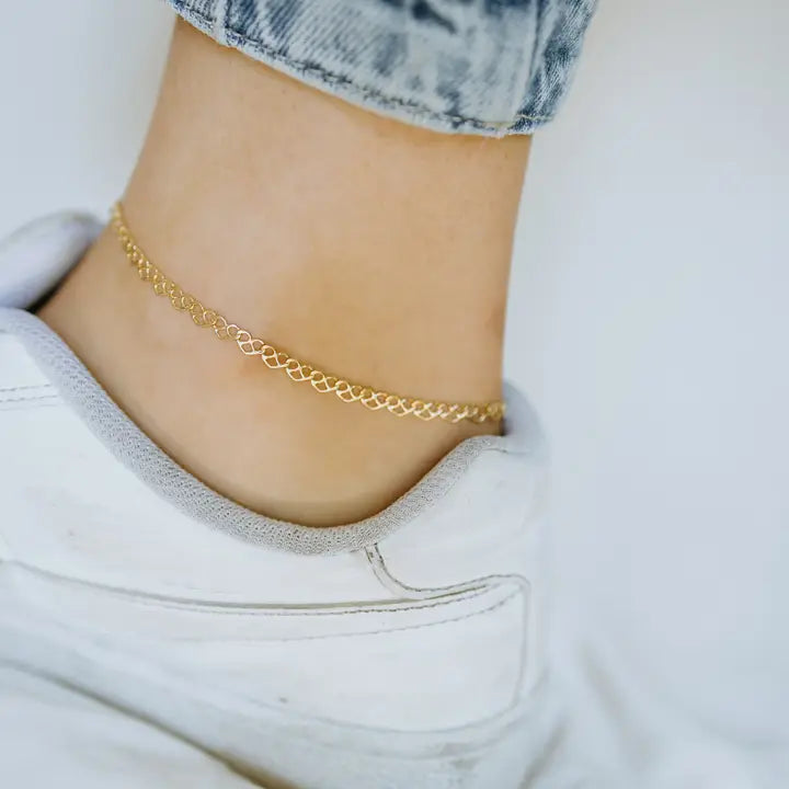 Gold Heart Link Chain Anklet