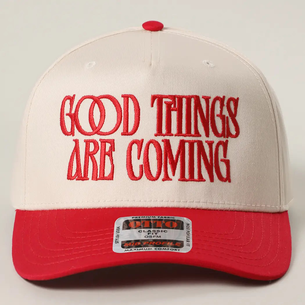 Good Things Are Coming Embroidered Two-Tone Trucker Hat