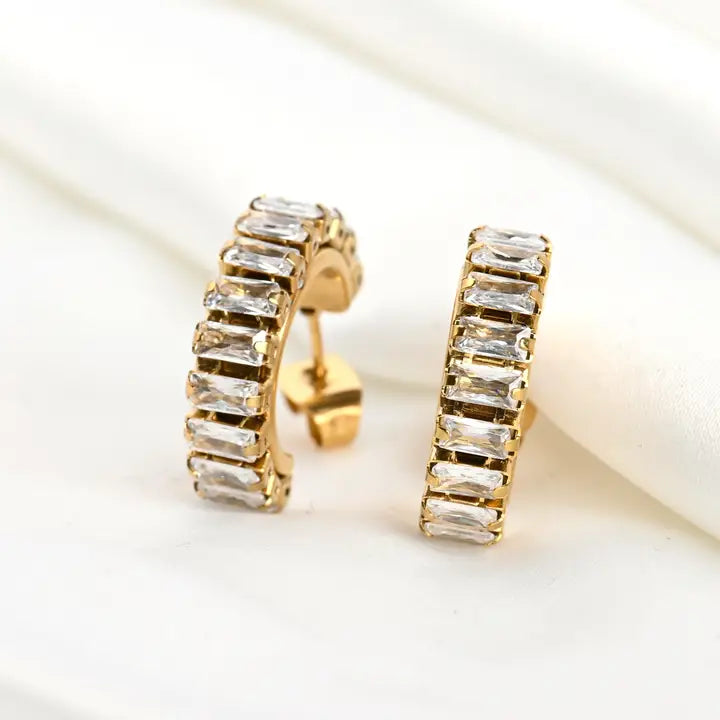 Small CZ Diamond Hoop Earrings