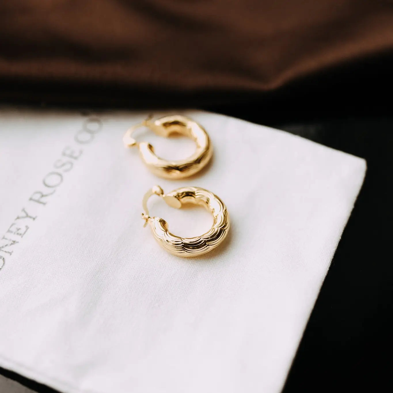 Camellia Hoops | 18k Gold Filled Textured Statement Earrings