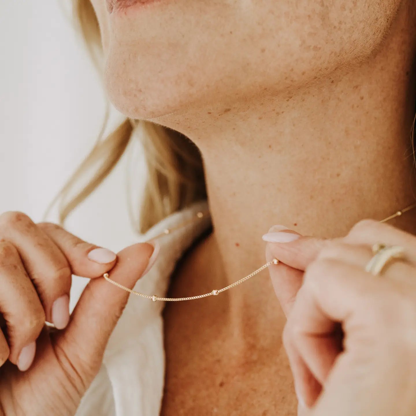 Gold Satellite Chain Necklace 18k Filled Dainty Layer