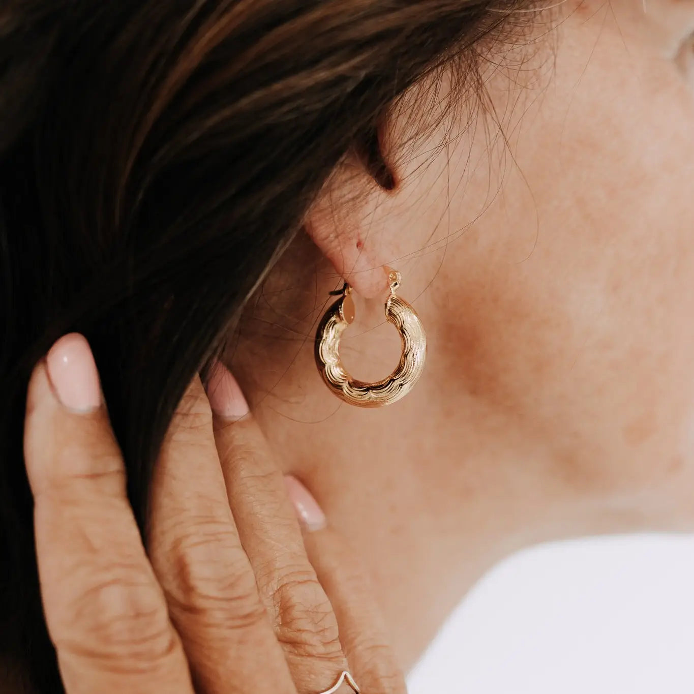 Camellia Hoops | 18k Gold Filled Textured Statement Earrings
