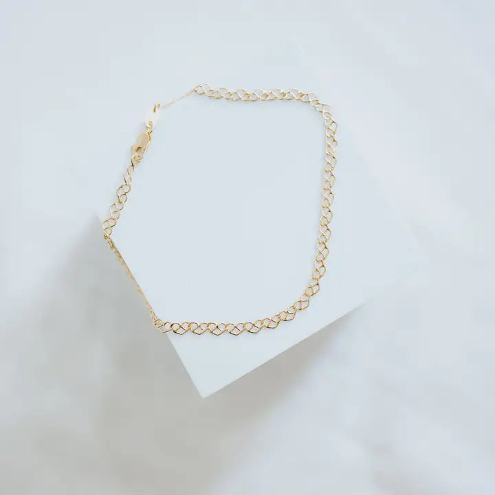 Gold Heart Link Chain Anklet