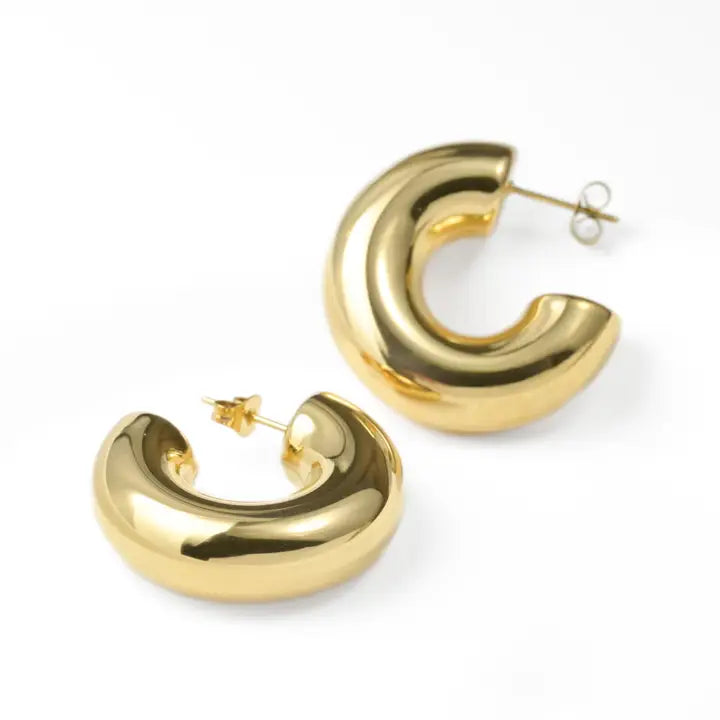 Thick Gold Chunky Hoops - Plain