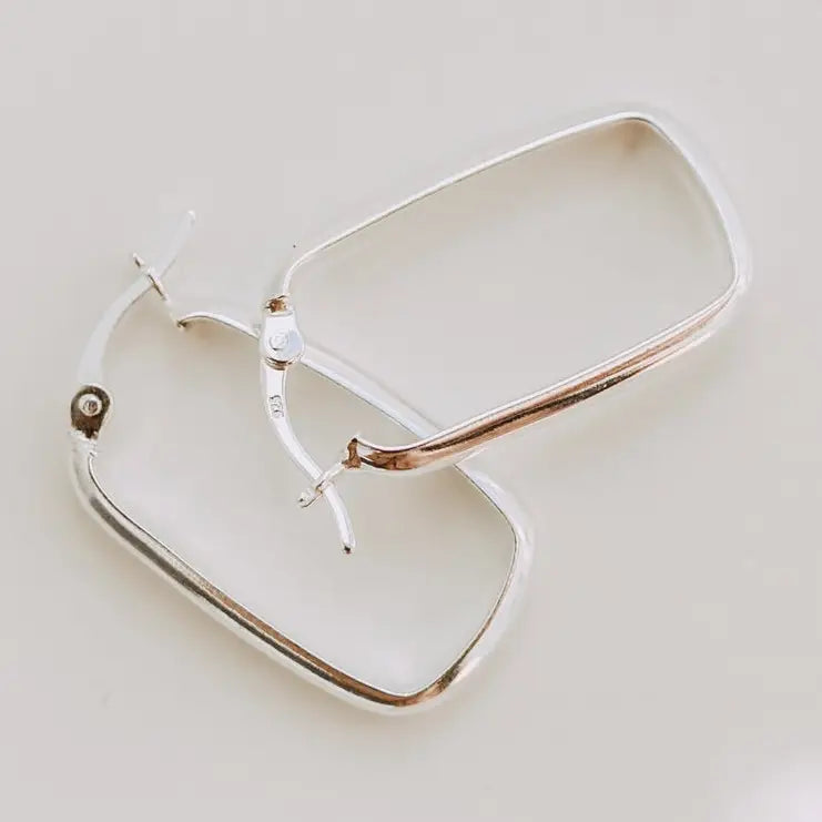 Large Rectangle Hoops - Sterling Silver