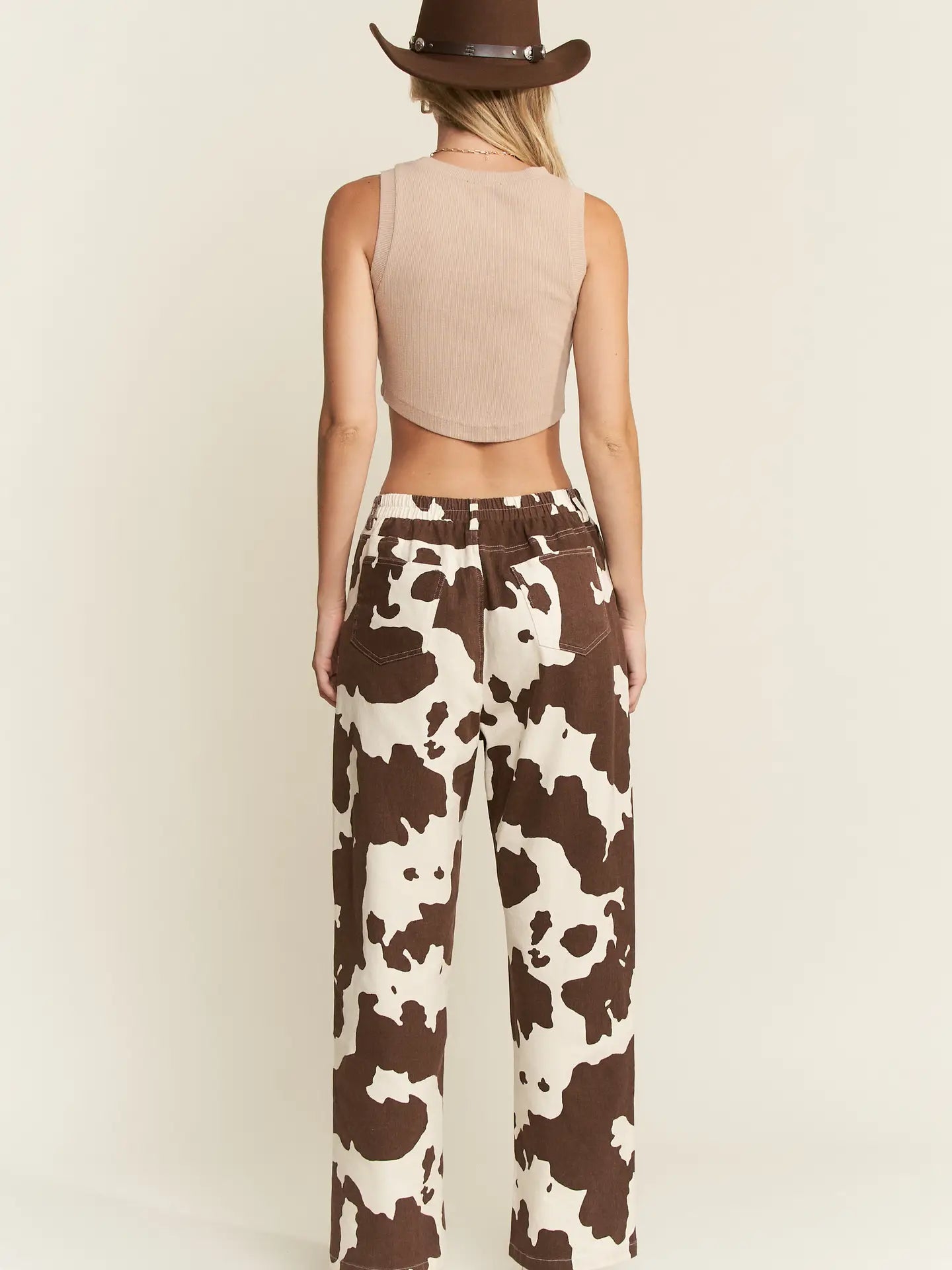 Cow Print Denim Pants