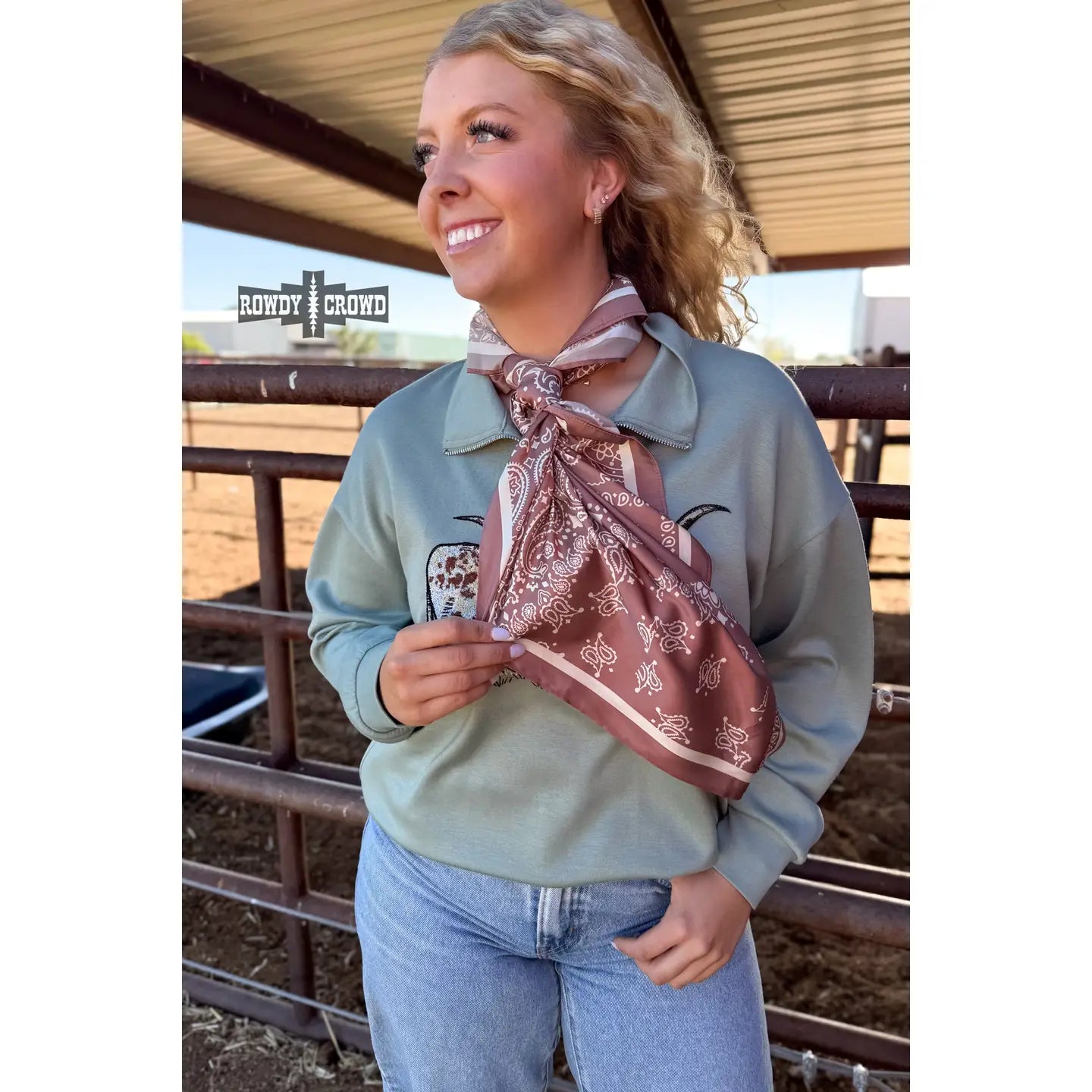 Mocha Paisley Creek Wild Rag - 36" x 36"
