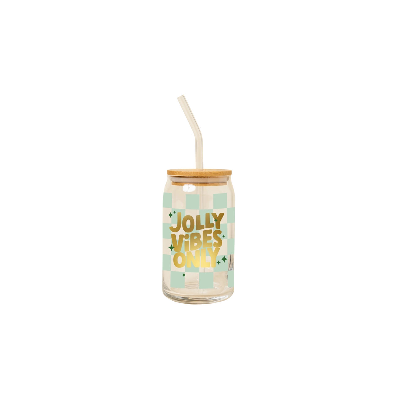 Holiday Can Glass w/Lid+Straw | Jolly Vibes