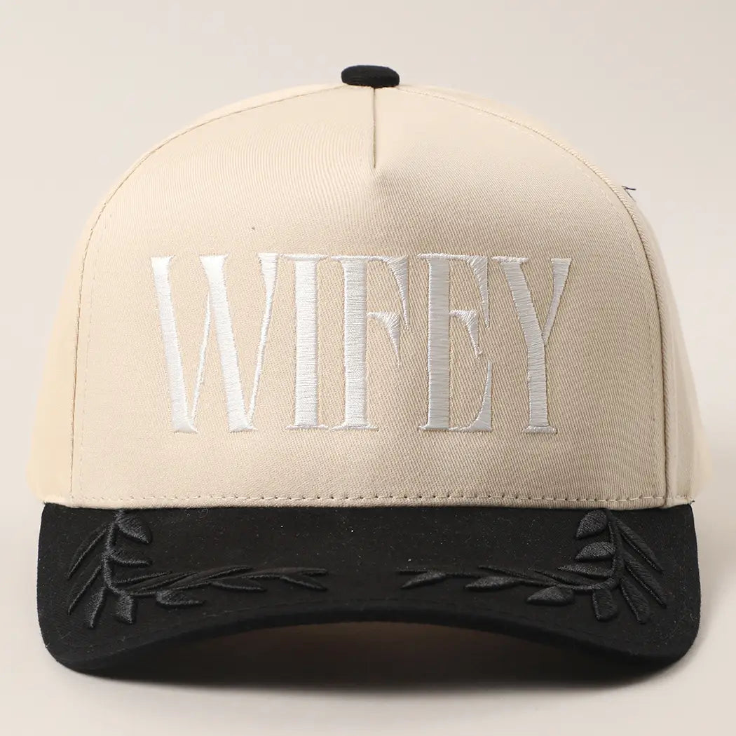 Wifey Two-Tone Canvas Trucker Hat with Bay Leaf