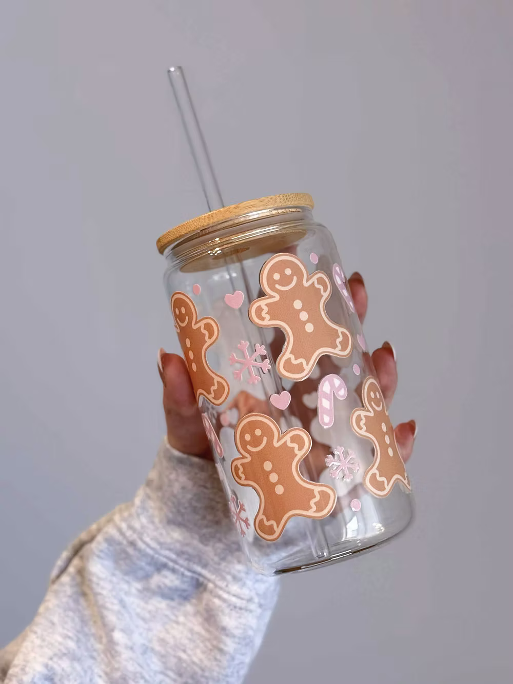 Gingerbread Candycane - 16oz Glass