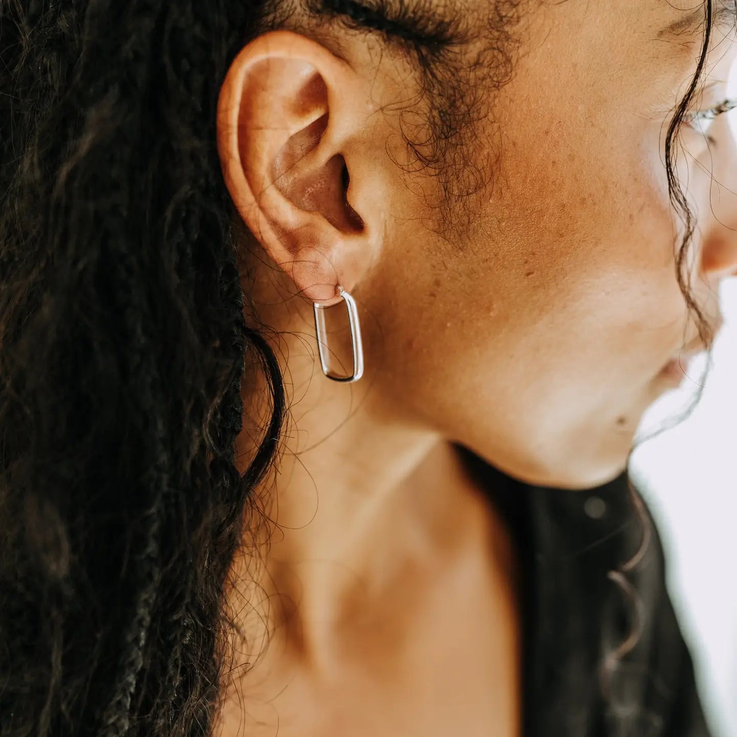 Large Rectangle Hoops - Sterling Silver