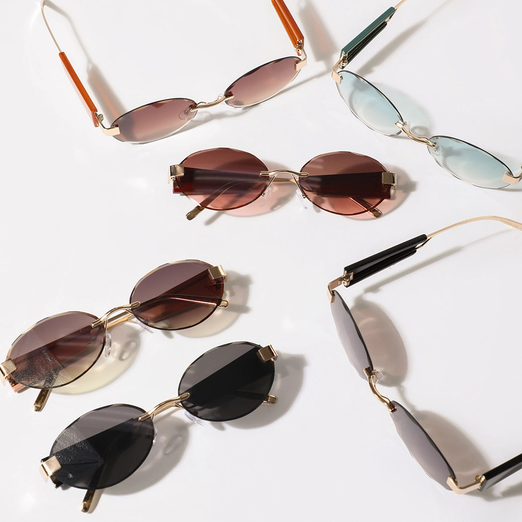 Classic Slim Oval Metal Frame Sunglasses