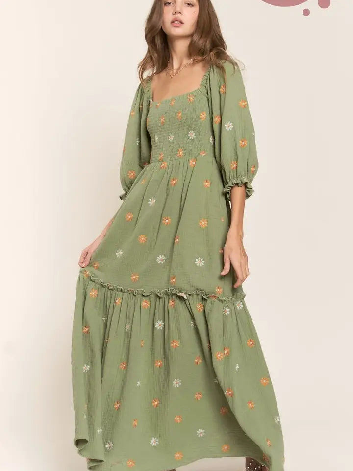 Floral Embroidered Maxi Dress