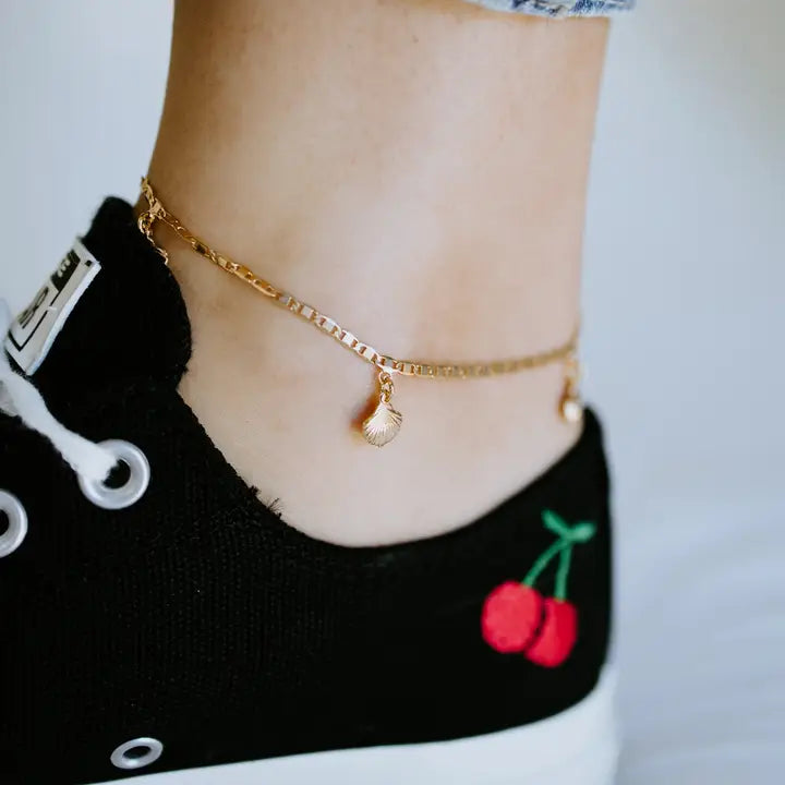 Gold Shell Charm Anklet