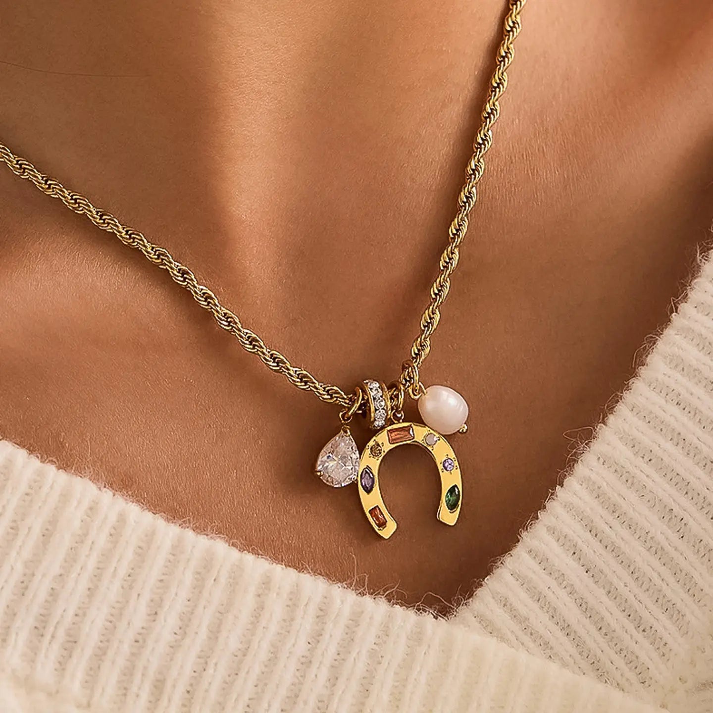 Western Horseshoe Charm Necklace