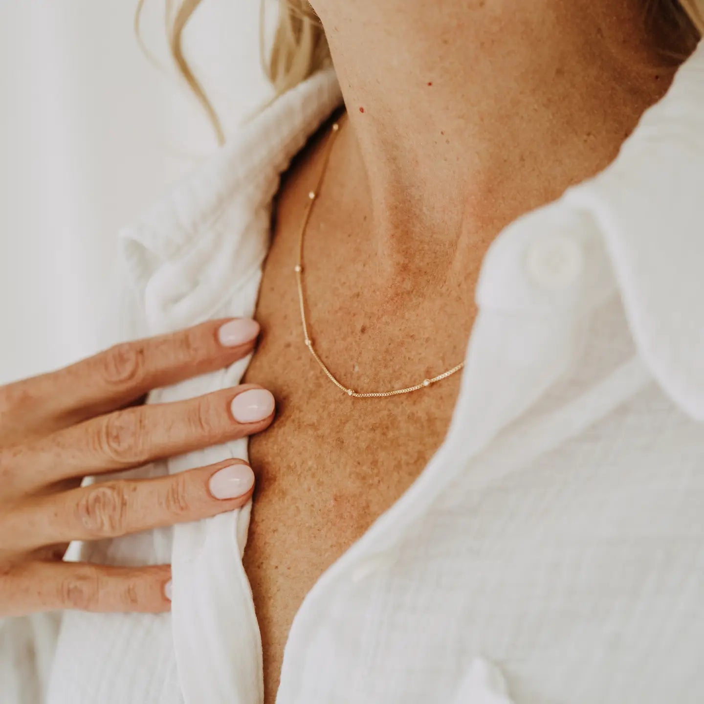 Gold Satellite Chain Necklace 18k Filled Dainty Layer