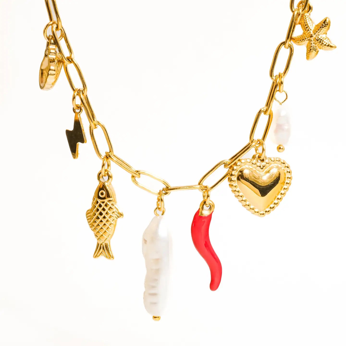 Filigrane Pepper Fish Charm Necklace
