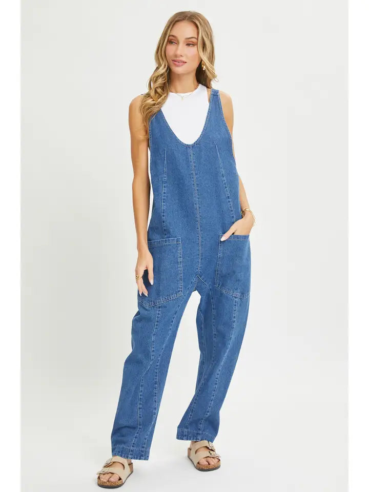 One-And-Done Denim Jumpsuit