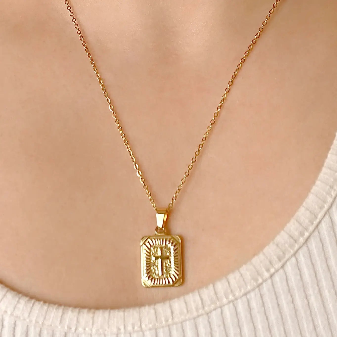 Rectangle Cross Necklace