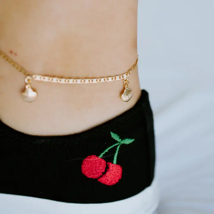 Gold Shell Charm Anklet