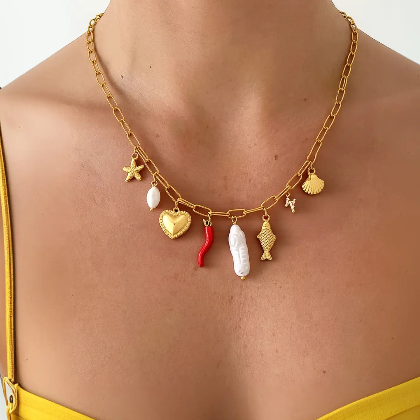 Filigrane Pepper Fish Charm Necklace