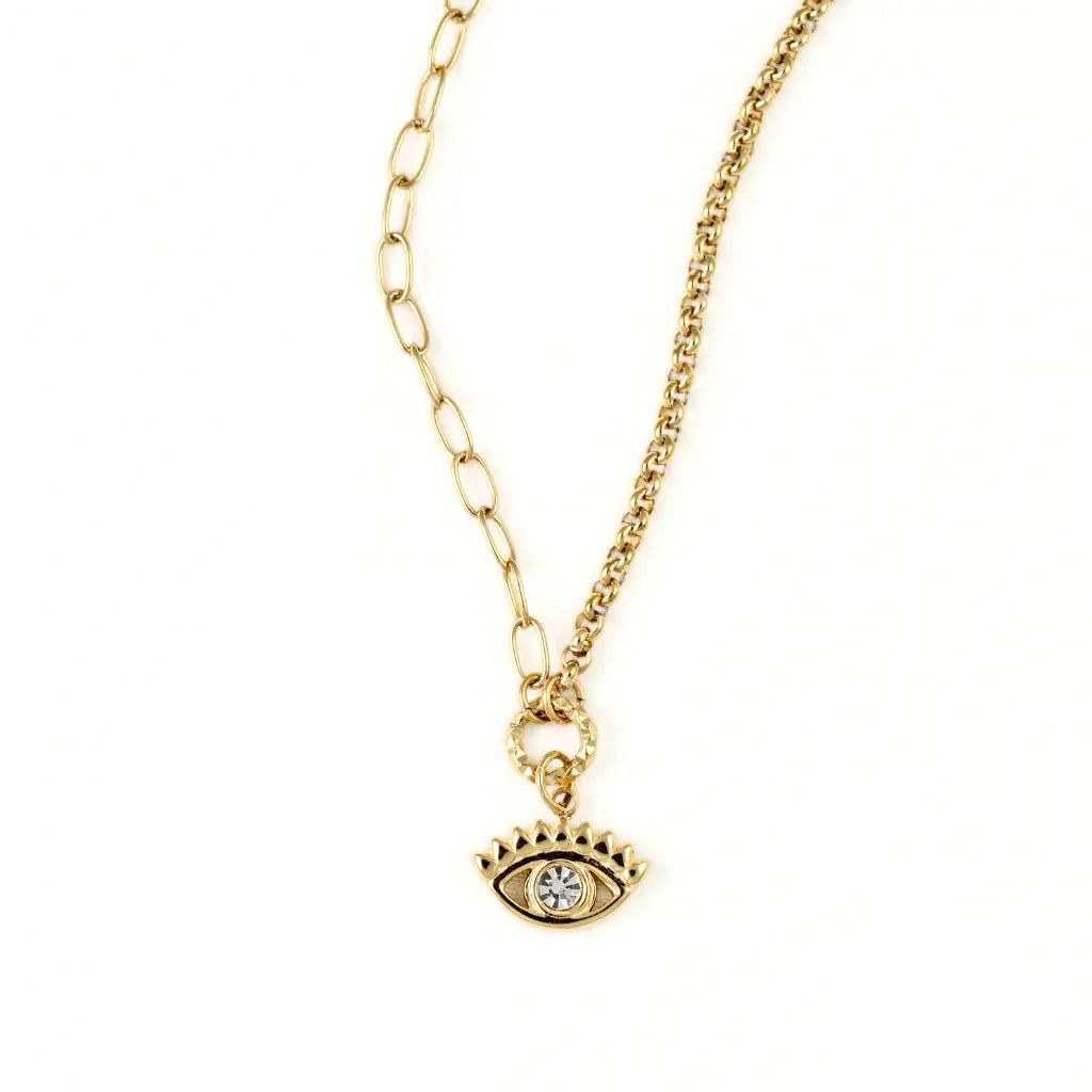 Evil Eye Mixed Chain Pendant Necklace