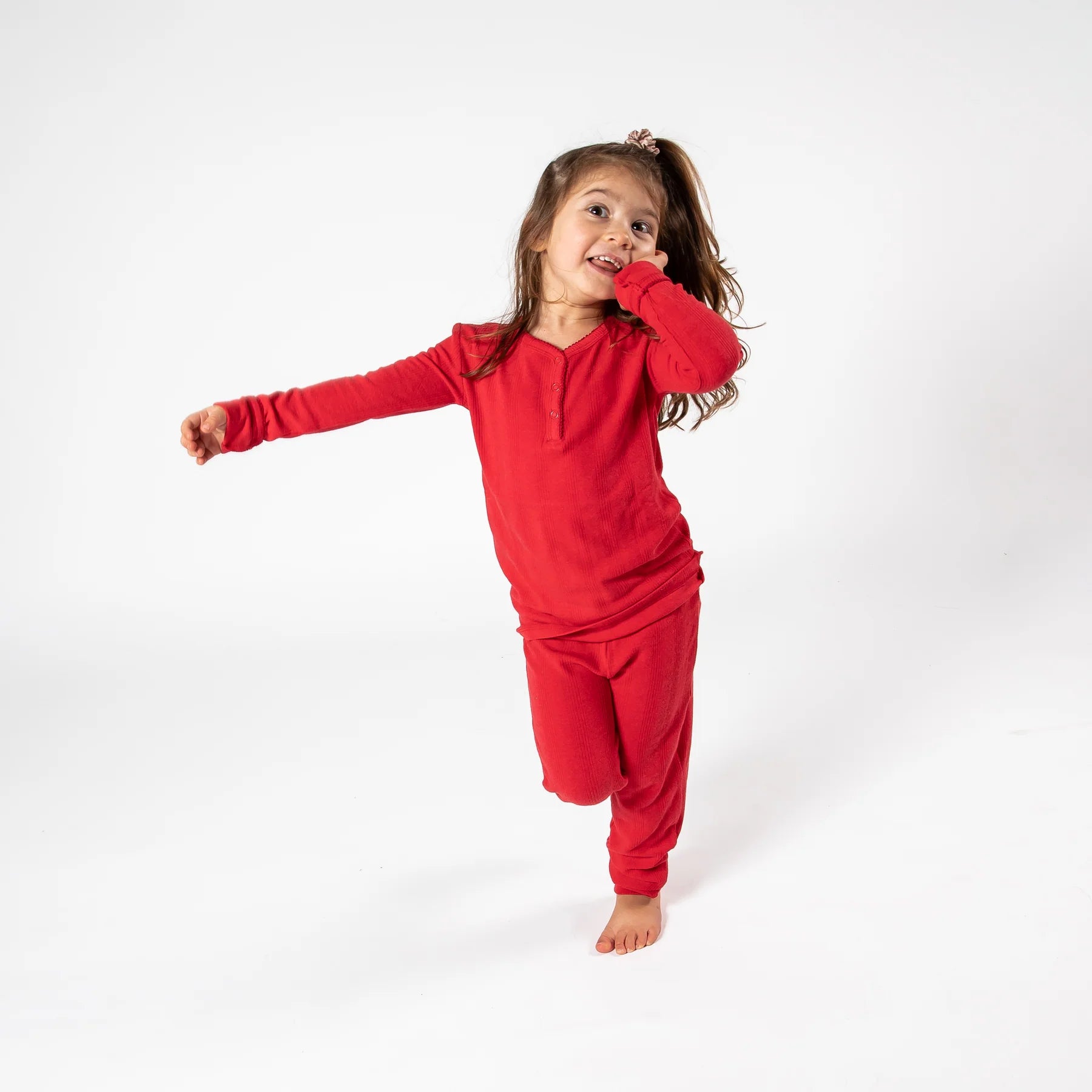 Kids Red Two Piece Long Pajama Set