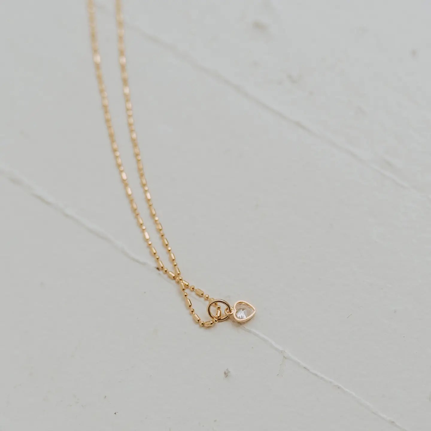 A Little Love Cubic Heart & Ball Bar Chain Necklace