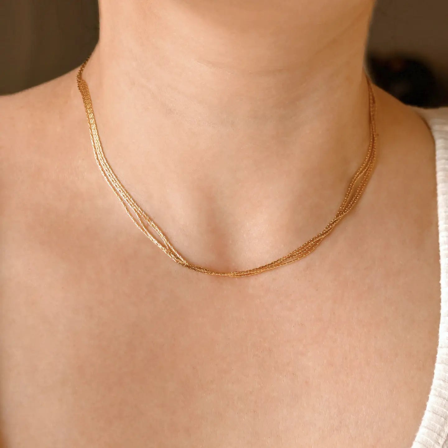 Layered Chain Necklace - Shimmering 4-layered Chain