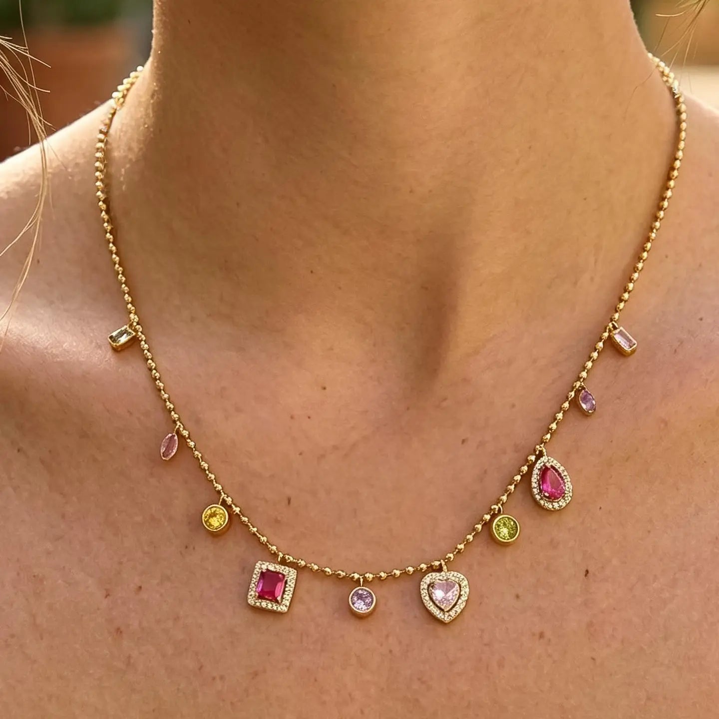 Daiselle Colorful Cz Charm Necklace