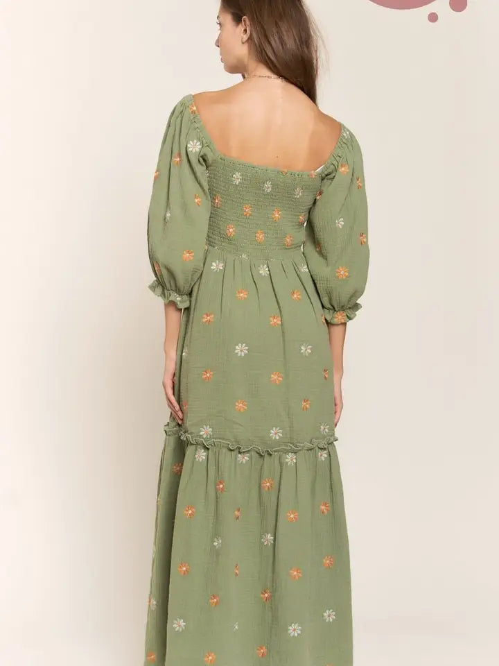 Floral Embroidered Maxi Dress