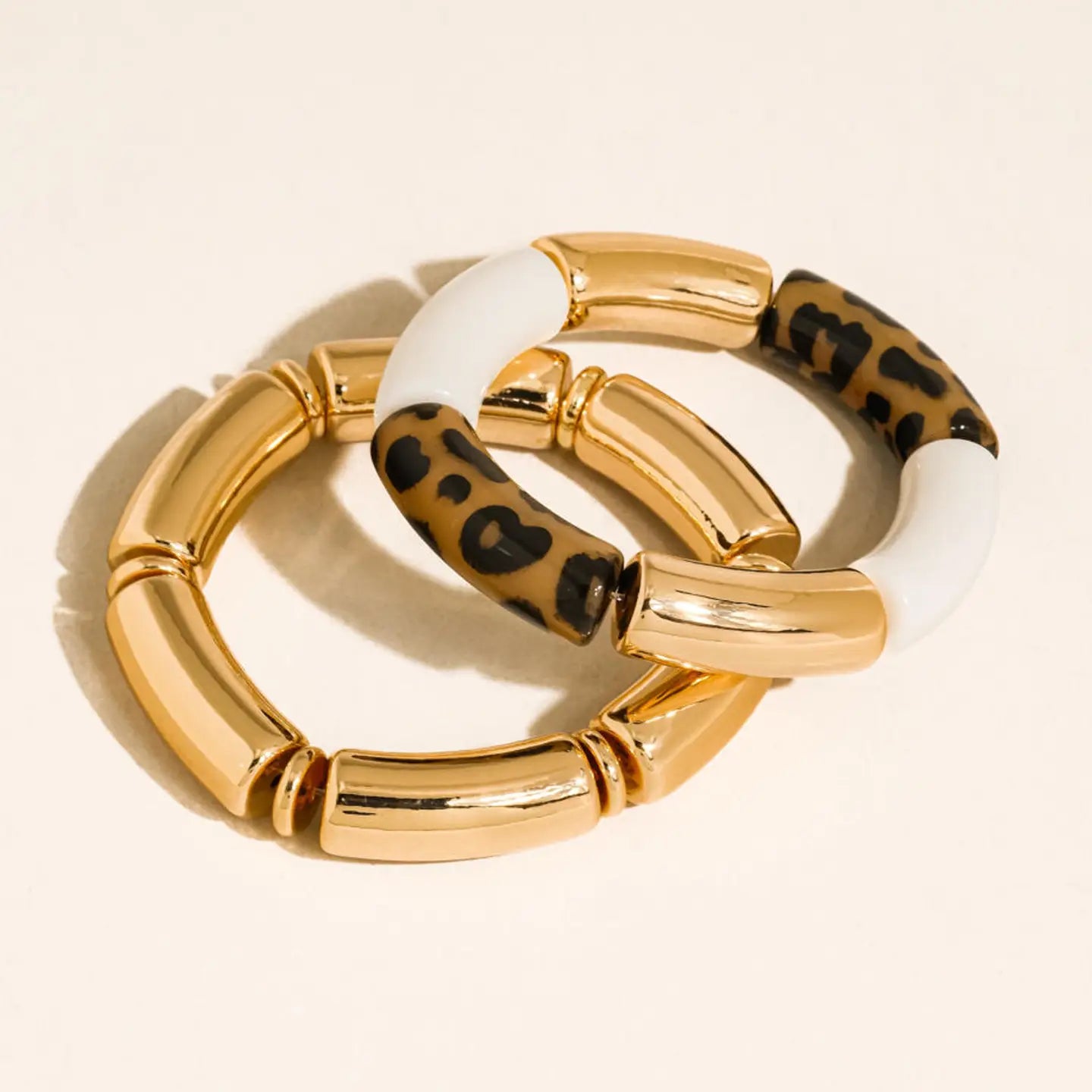 Aira Chunky Leopard Resin Bangle Set