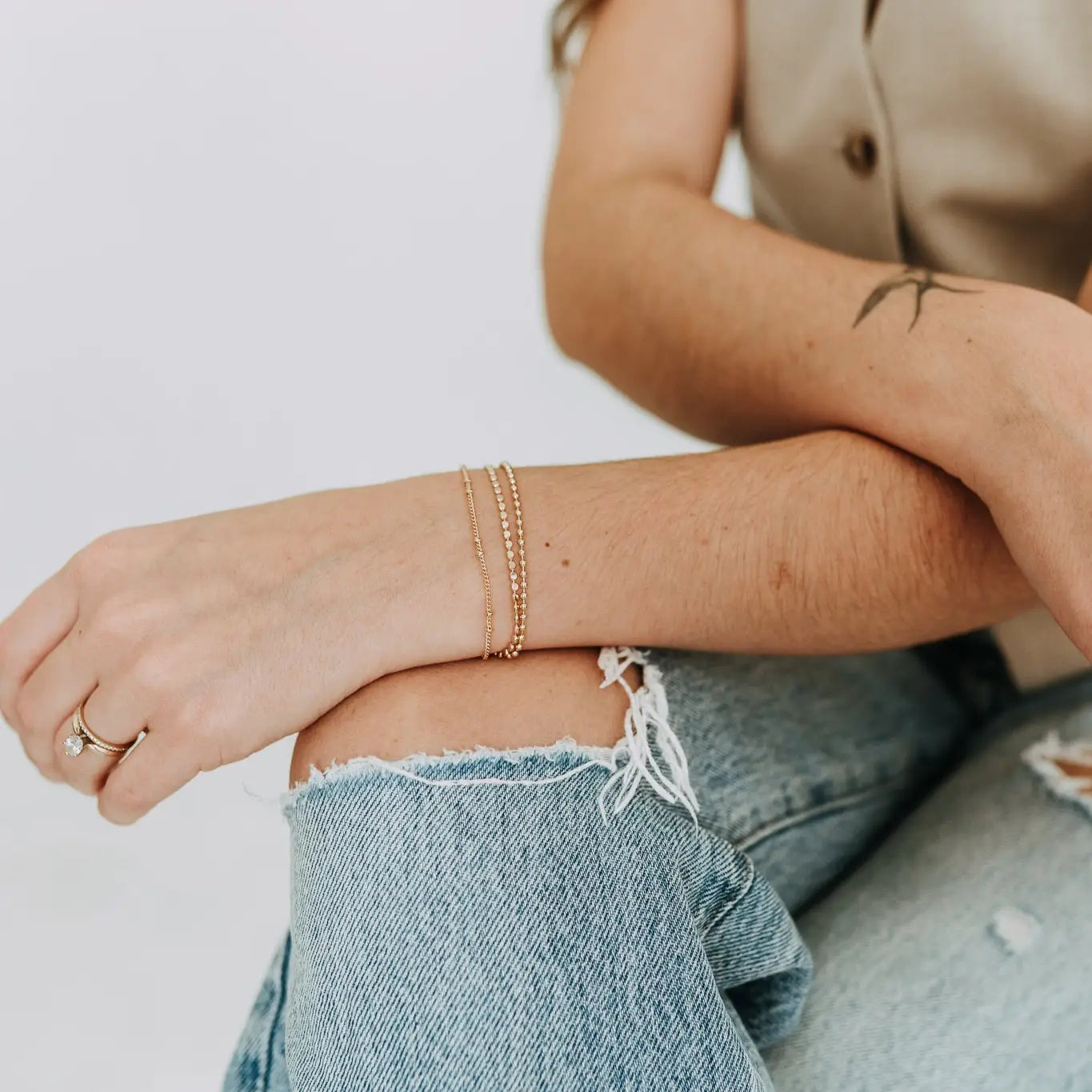 Triple Chain Bracelet Gold Filled Layered Bracelet