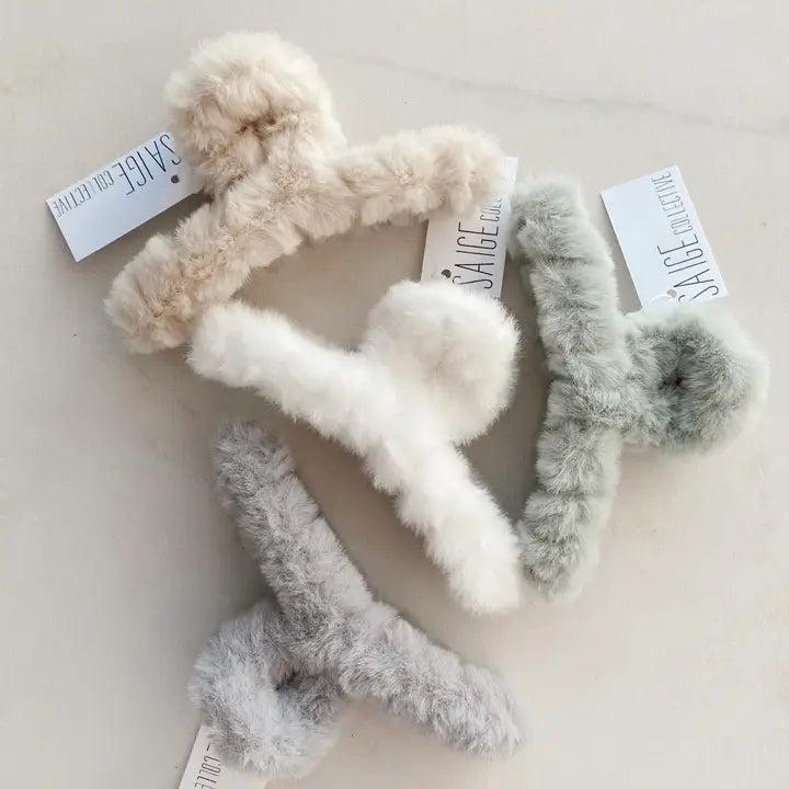 Fuzzy Teddy | Hair Claw Clip