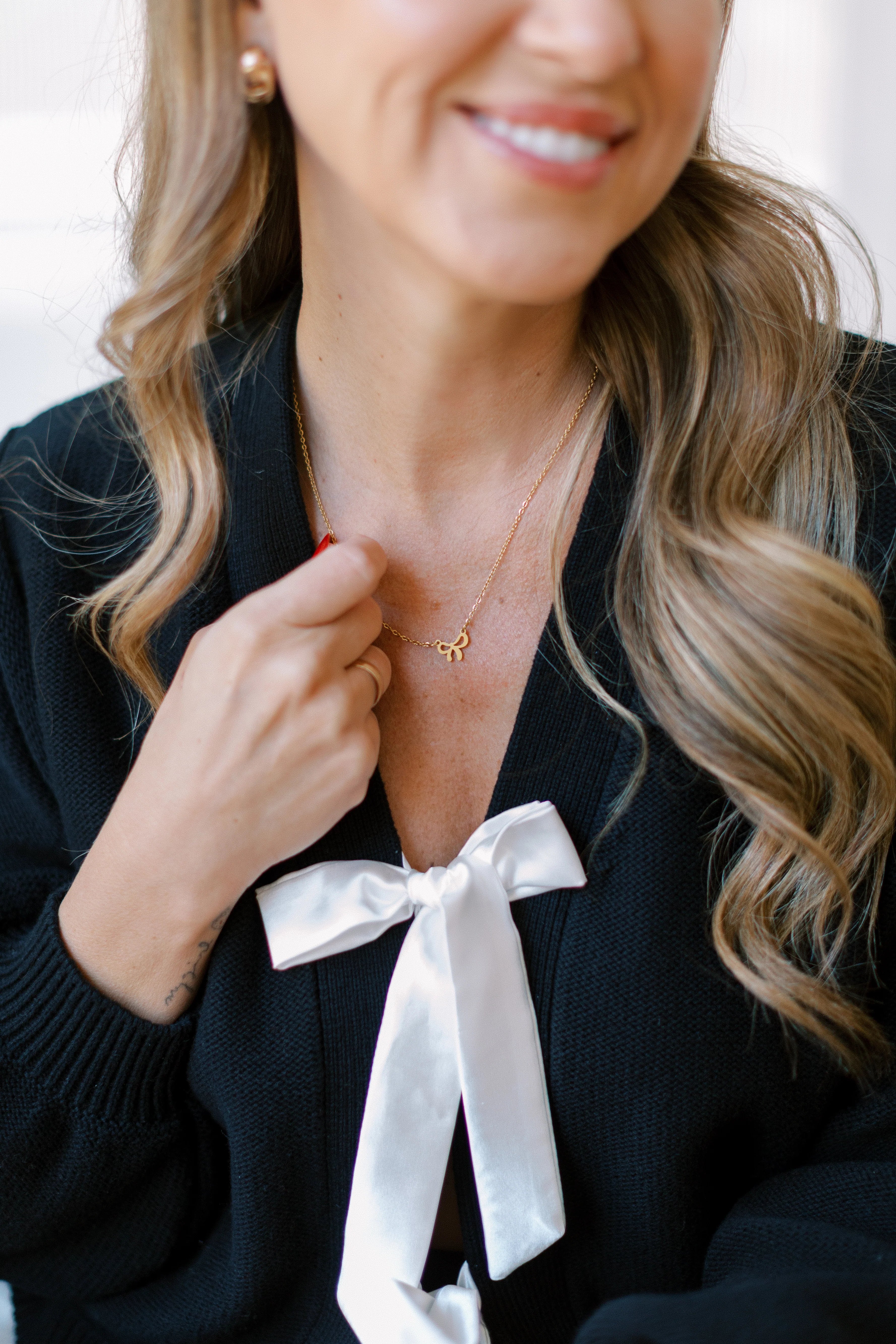 Fallon Satin Bow Cardigan