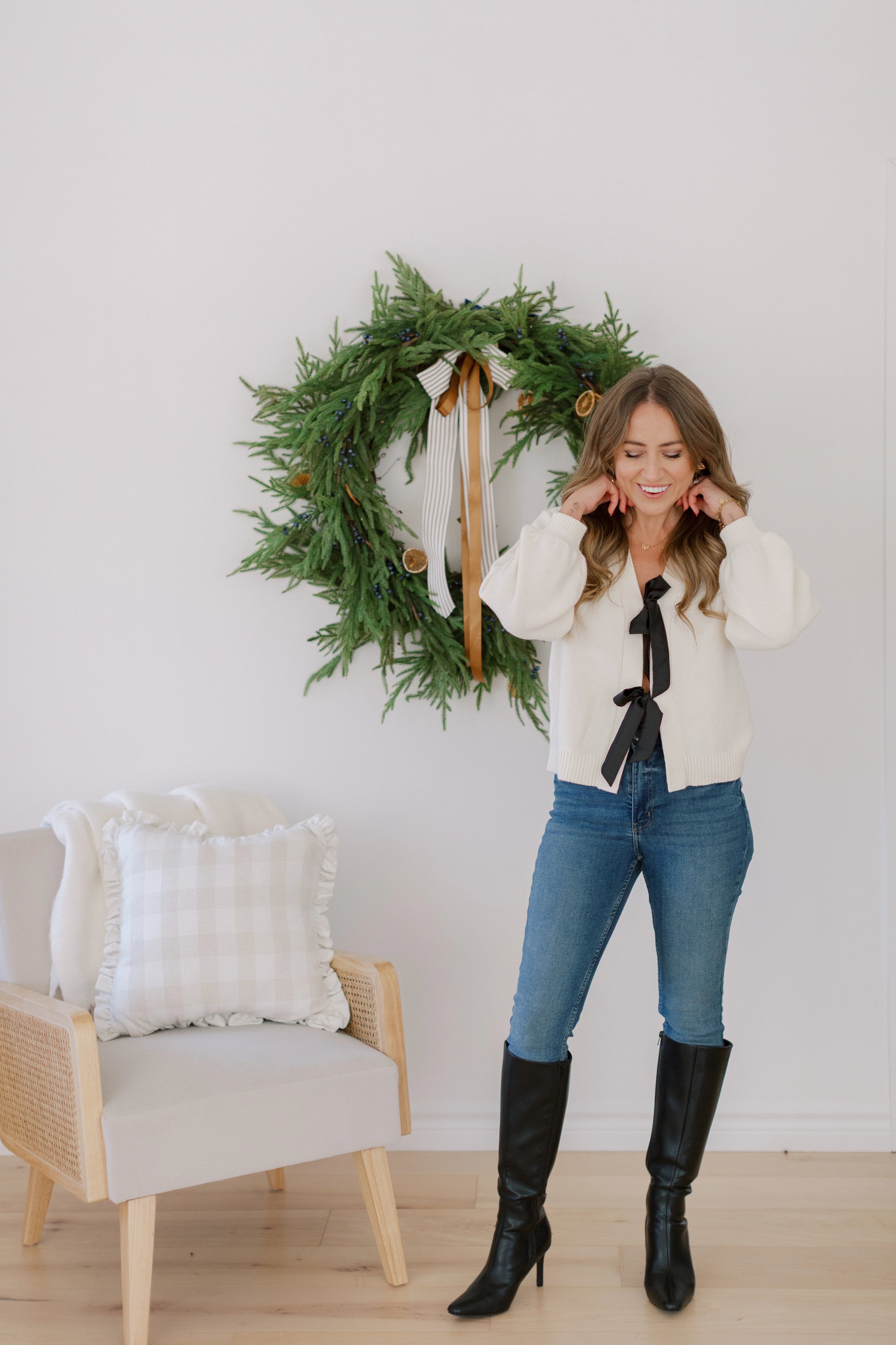 Fallon Satin Bow Cardigan