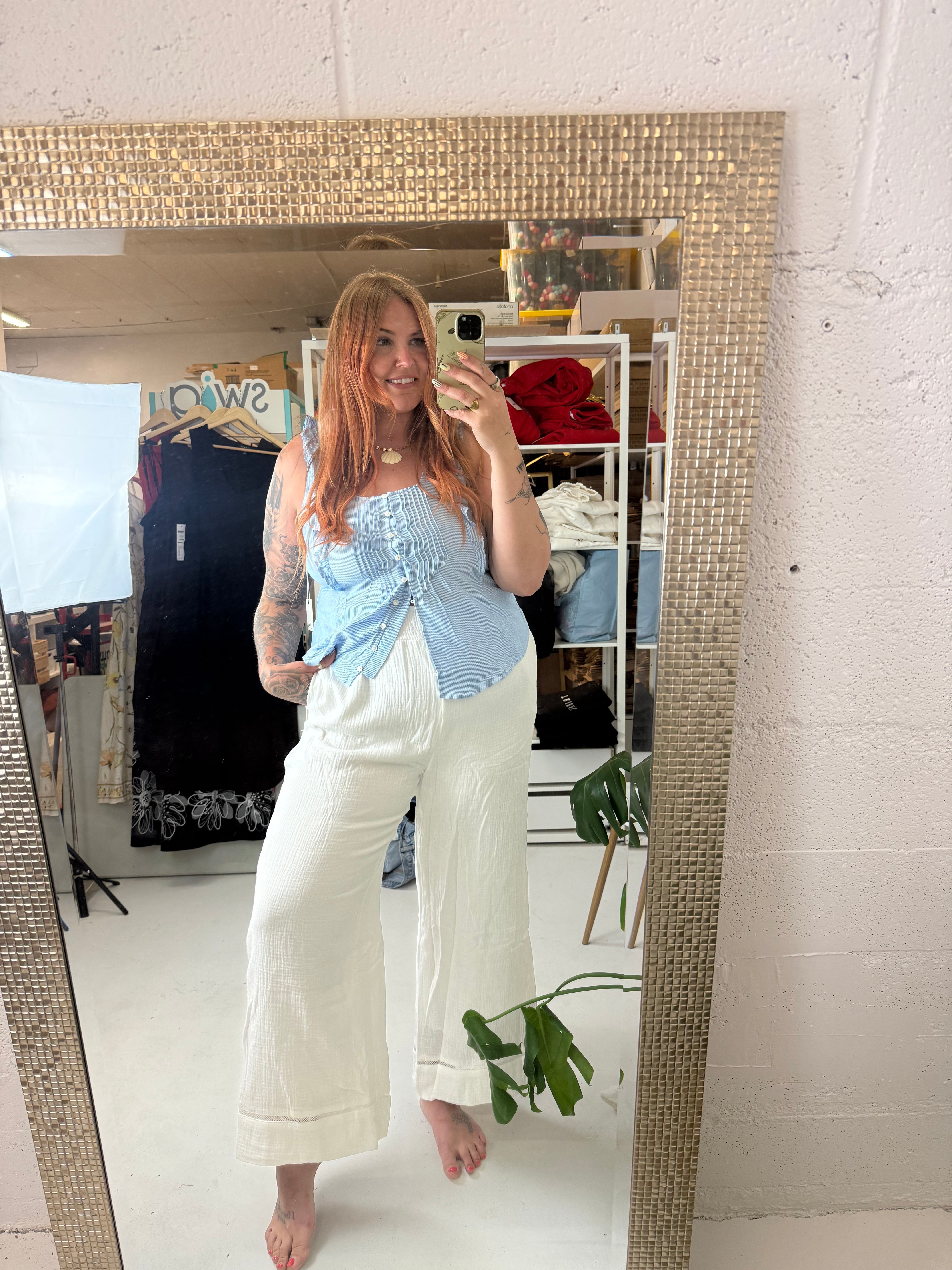 LACE TRIM WIDE LEG PANT