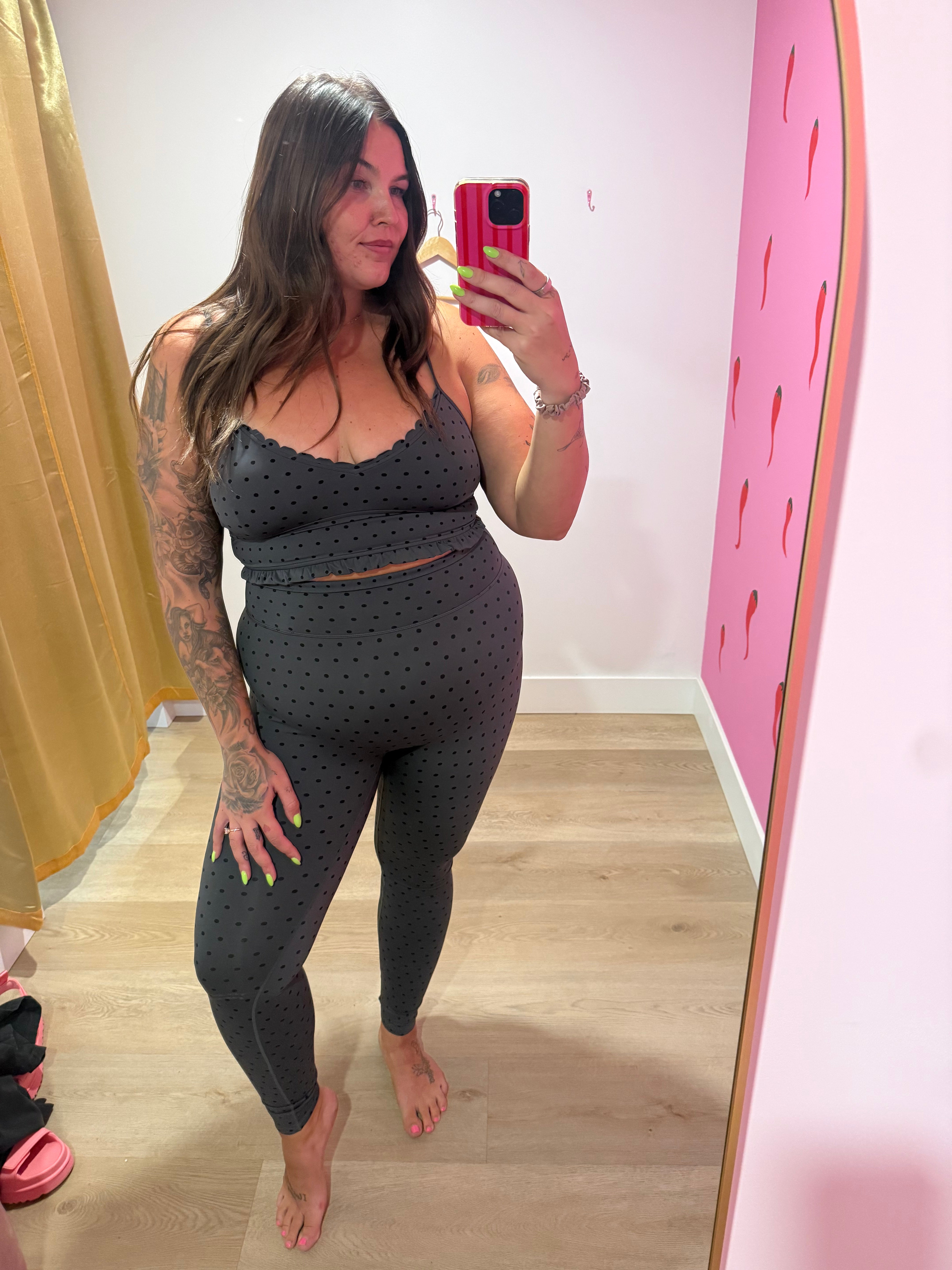 Sage Leggings Black Polka Dots