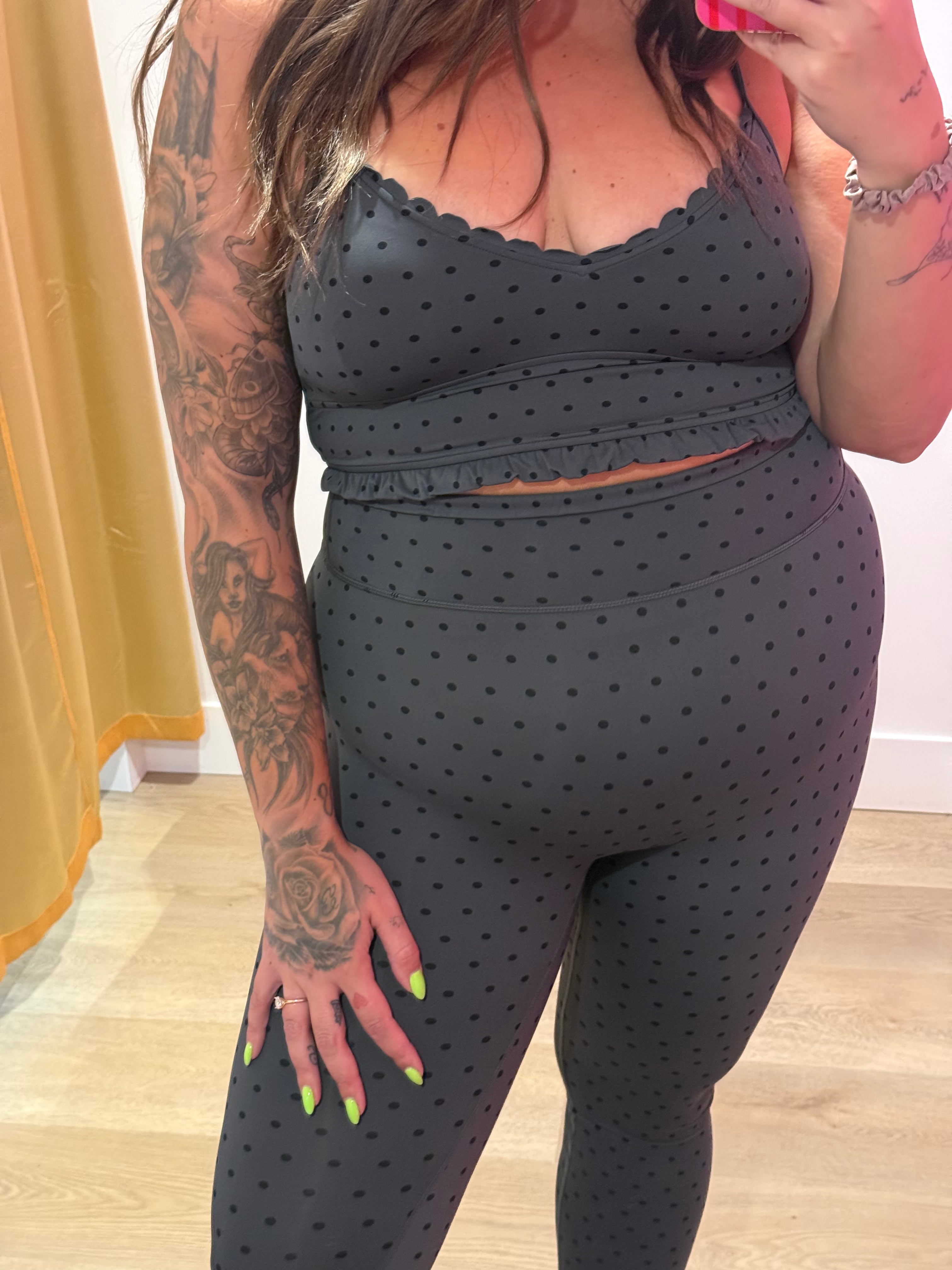 Sage Leggings Black Polka Dots